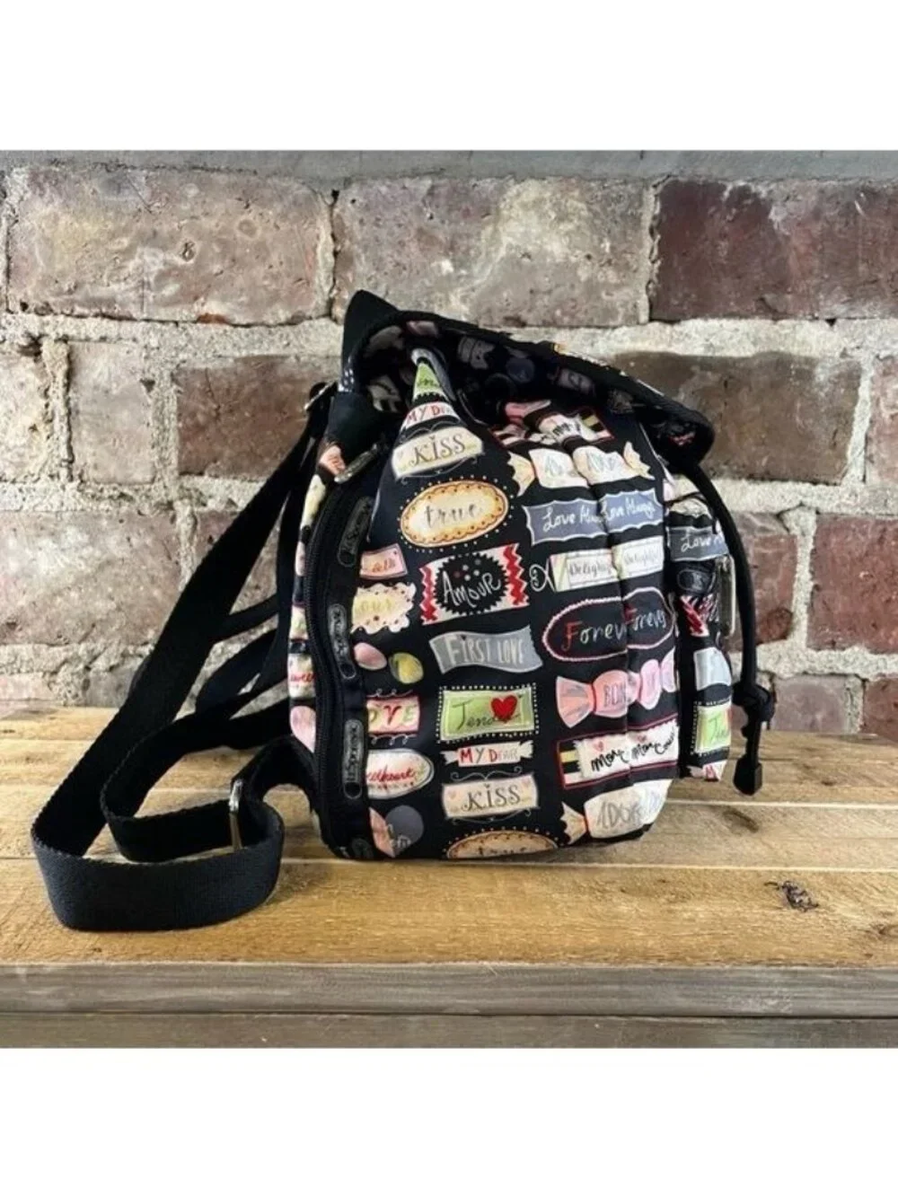 LeSportsac Essential Mini Voyager Sweet Talk Nylon Backpack In Black